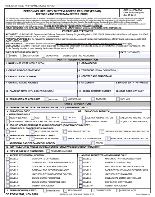 dd Form 2962 fillable