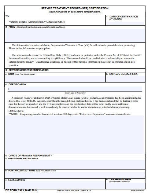 dd Form 2963 fillable