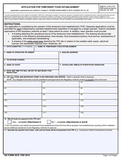 dd Form 2970 fillable