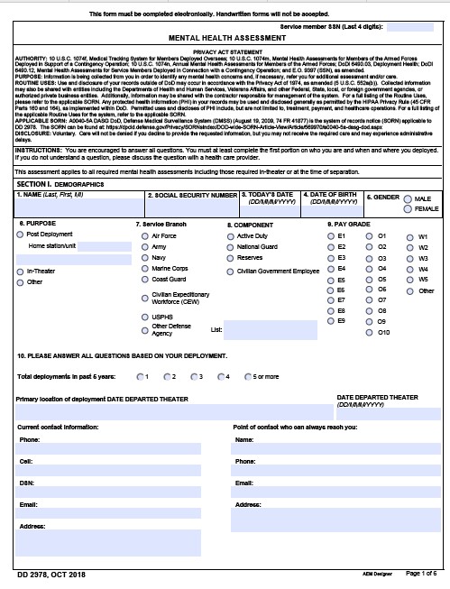 dd Form 2978 fillable