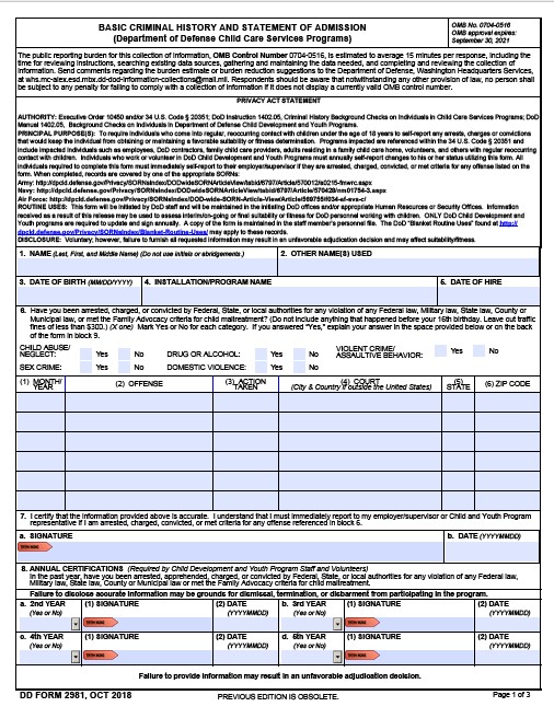 dd Form 2981 fillable