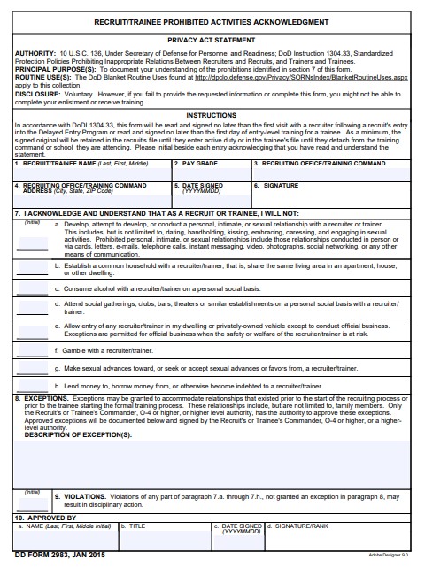 dd Form 2983 fillable