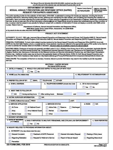 dd Form 2985 fillable