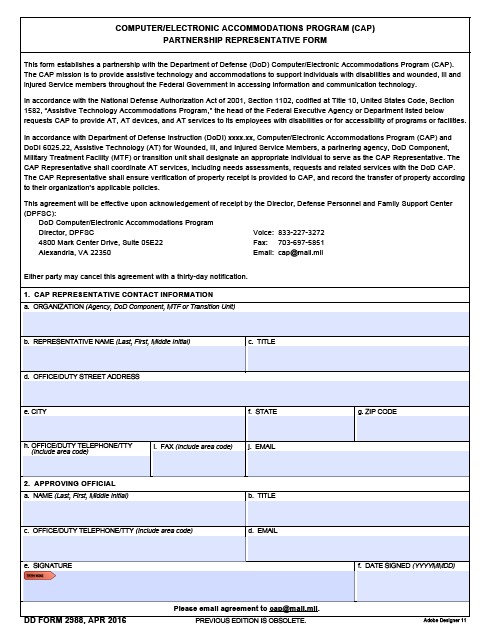 dd Form 2988 fillable