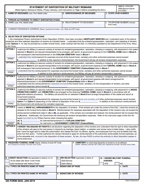 dd Form 3045 fillable