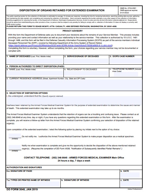 dd Form 3048 fillable