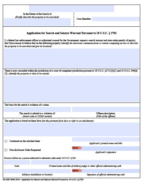 dd Form 3057 fillable