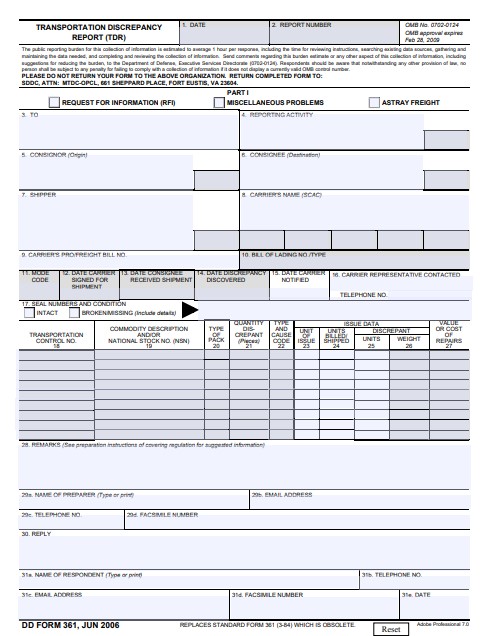 dd Form 361 fillable