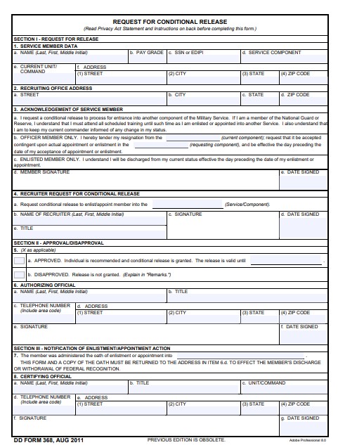 dd Form 368 fillable