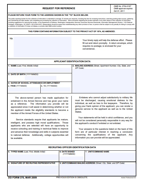 dd Form 370 fillable