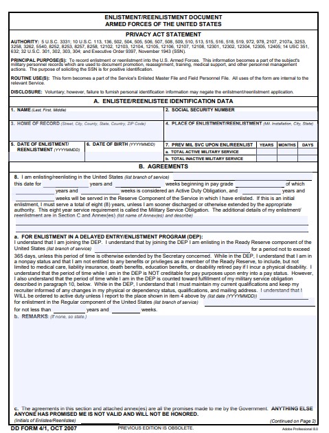 dd Form 4 fillable