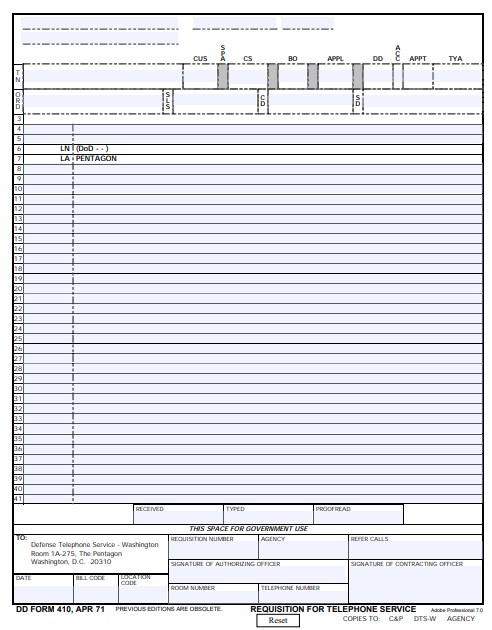 dd Form 410 fillable