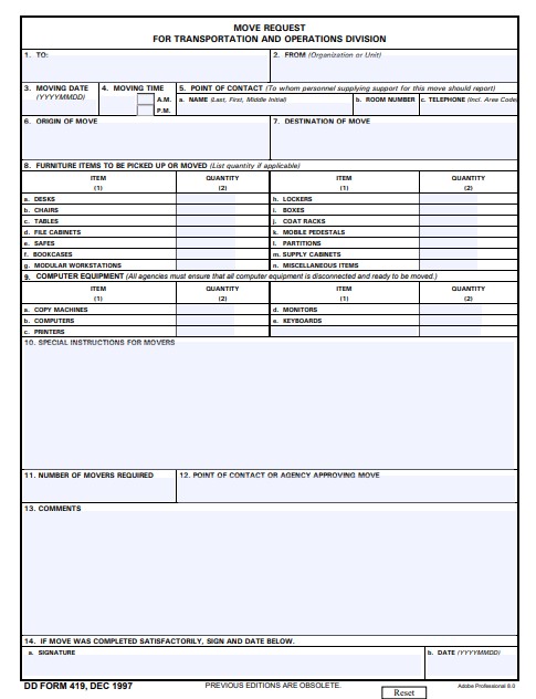 dd Form 419 fillable