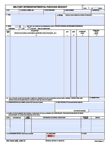 dd Form 448 fillable