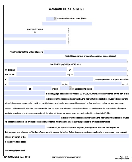 dd Form 454 fillable