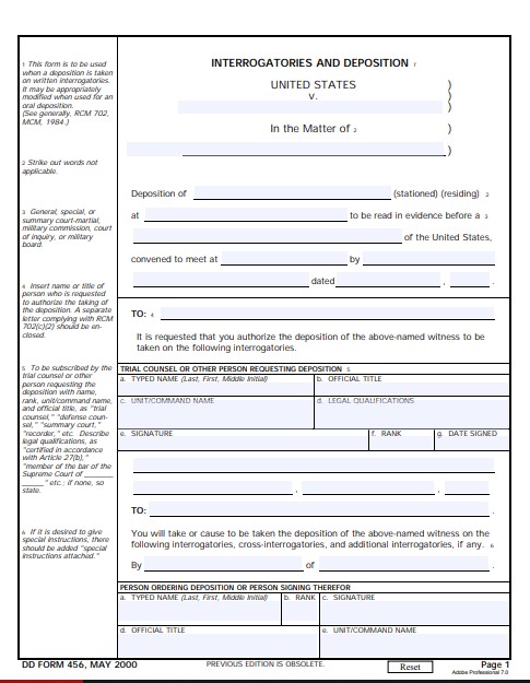 dd Form 456 fillable