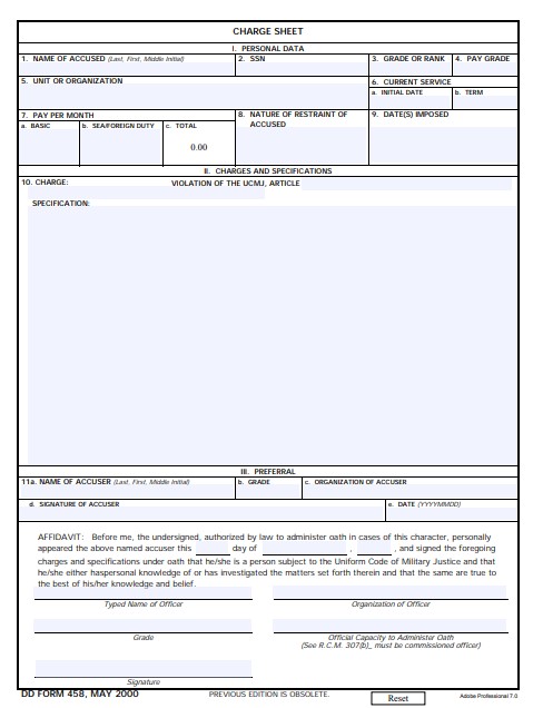 dd Form 458 fillable