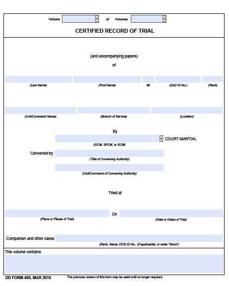 dd Form 490 fillable