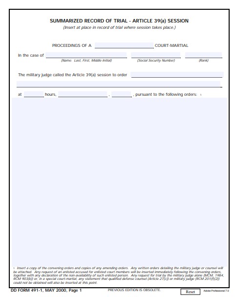 dd Form 491-1 fillable