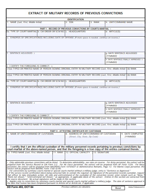 dd Form 493 fillable