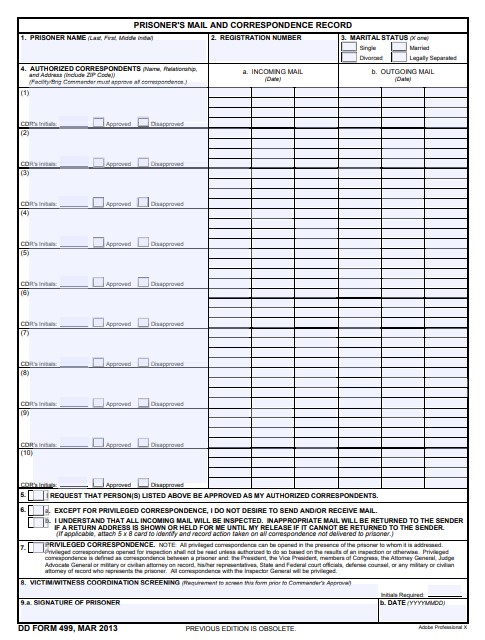 dd Form 499 fillable