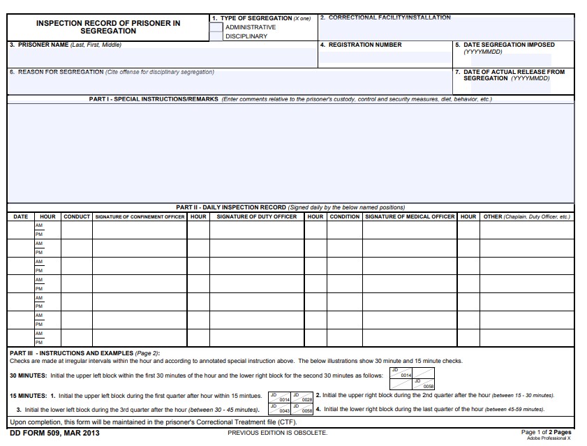 dd Form 509 fillable