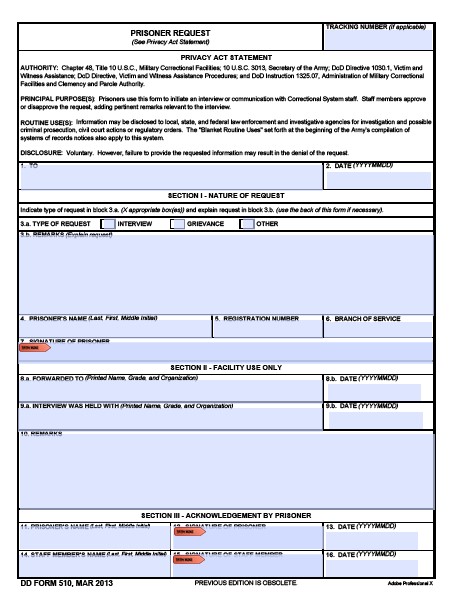 dd Form 510 fillable