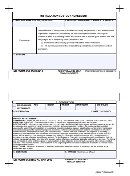 dd Form 512 fillable