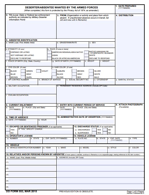 dd Form 553 fillable