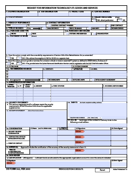 dd Form 562 fillable