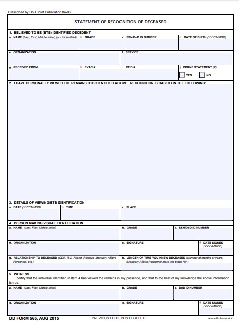 dd Form 565 fillable