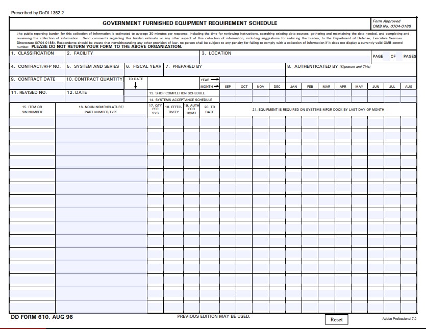 dd Form 610 fillable