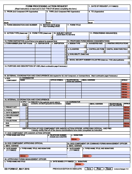 dd Form 67 fillable