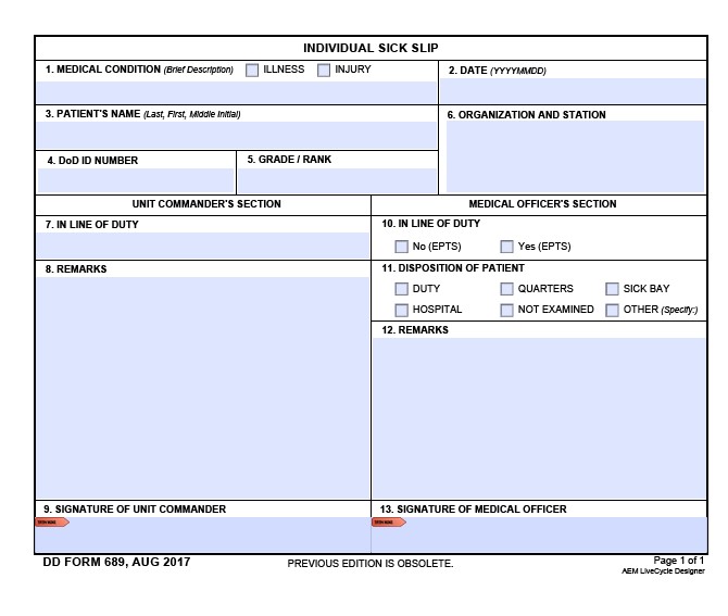 dd Form 689 fillable