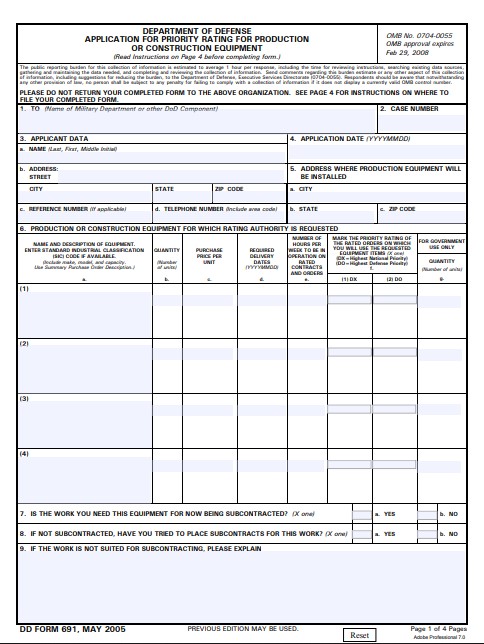 dd Form 691 fillable