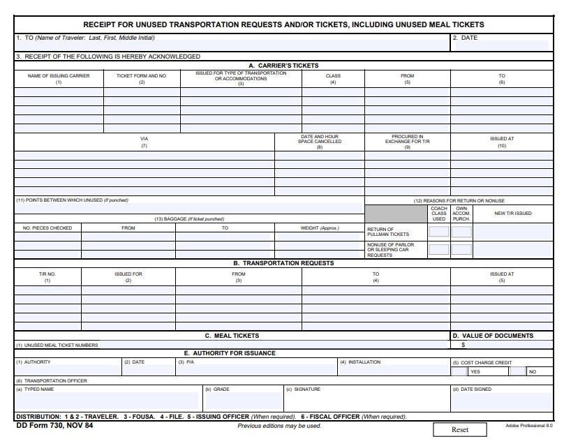 dd Form 730 fillable