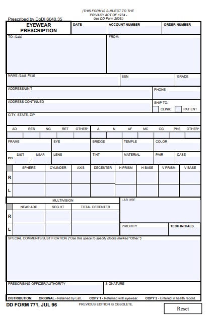 dd Form 771 fillable