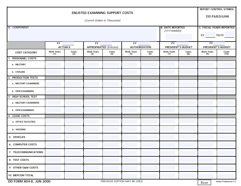 dd Form 804-8 fillable