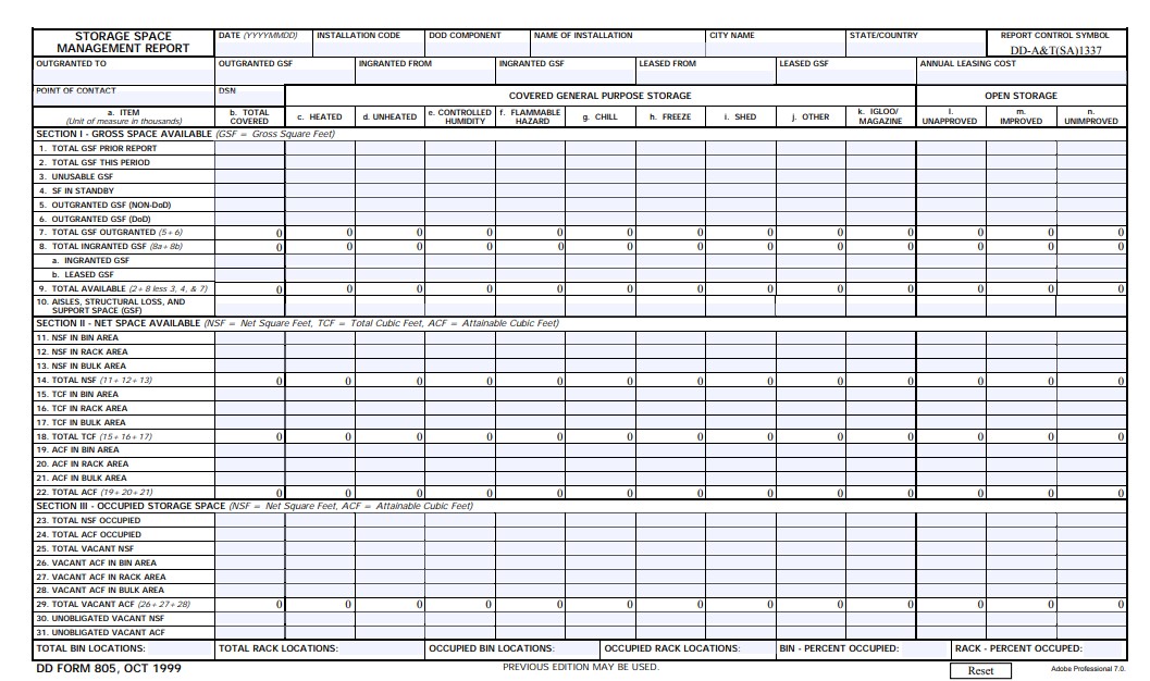 dd Form 805 fillable