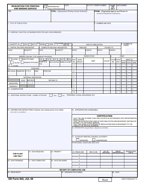 dd Form 843 fillable