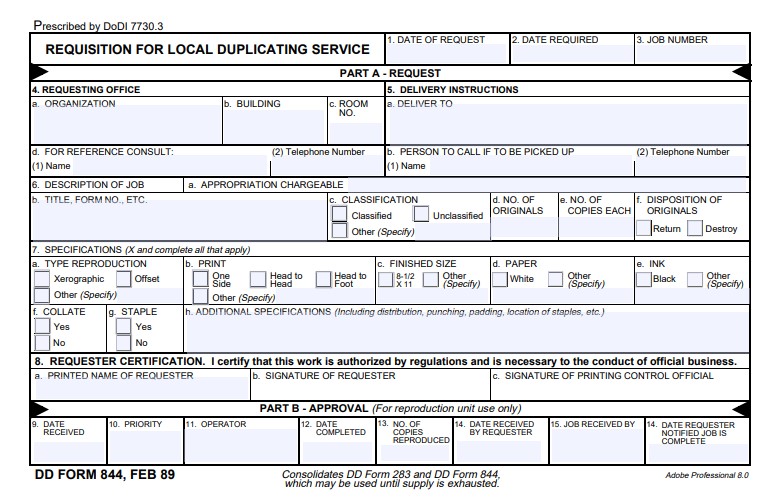 dd Form 844 fillable