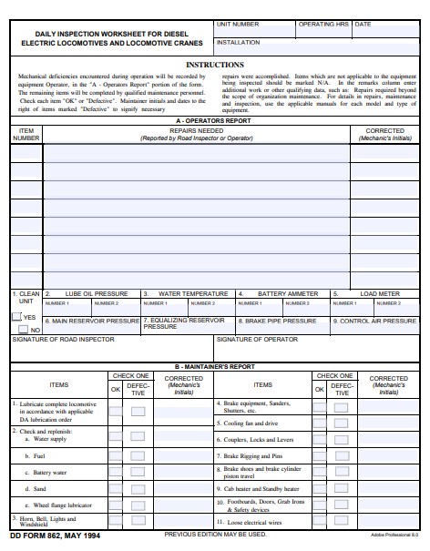 dd Form 862 fillable