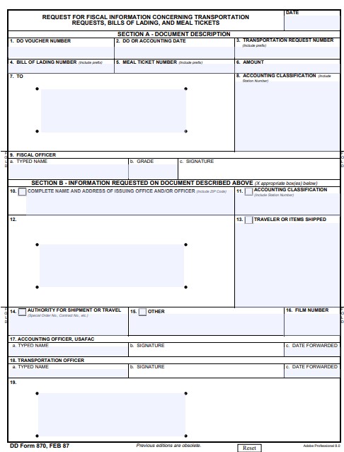 dd Form 870 fillable