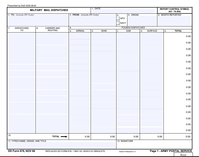 dd Form 878 fillable