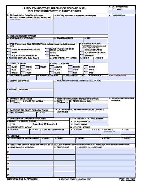 dd Form 553-1 fillable