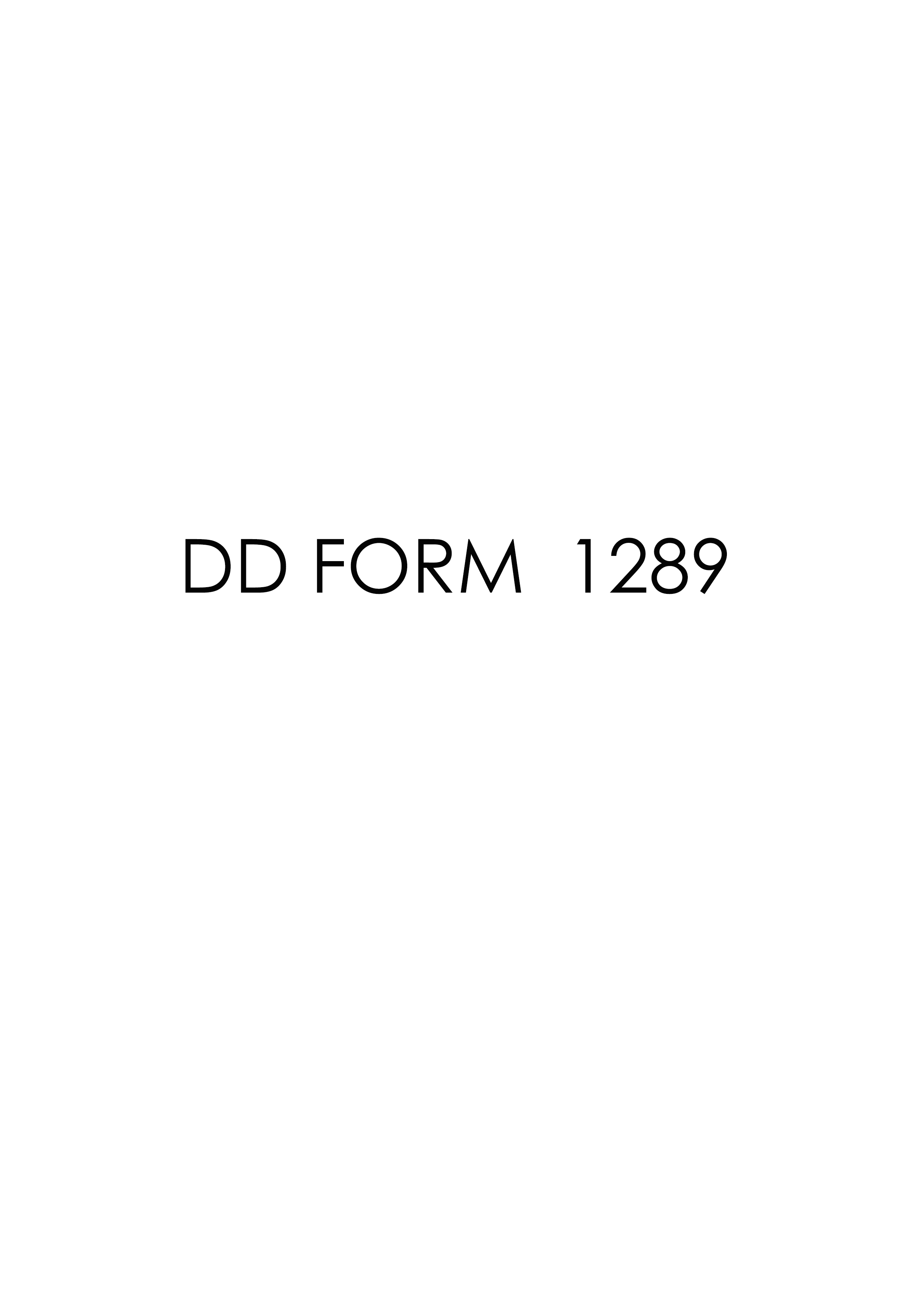 dd Form 1289 fillable